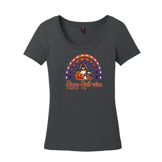 Akita Happy Howl-ween Scoop Neck Tee - WagALotBowWow