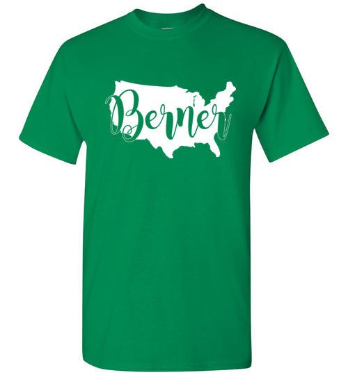 USA Berner Unisex Adult & Youth Gildan Short Sleeve T-Shirt White Print - WagALotBowWow