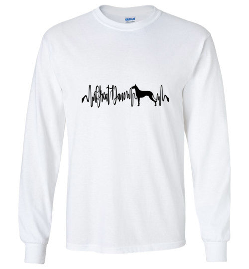Great Dane Heartbeat Unisex Long Sleeve T-Shirt - WagALotBowWow