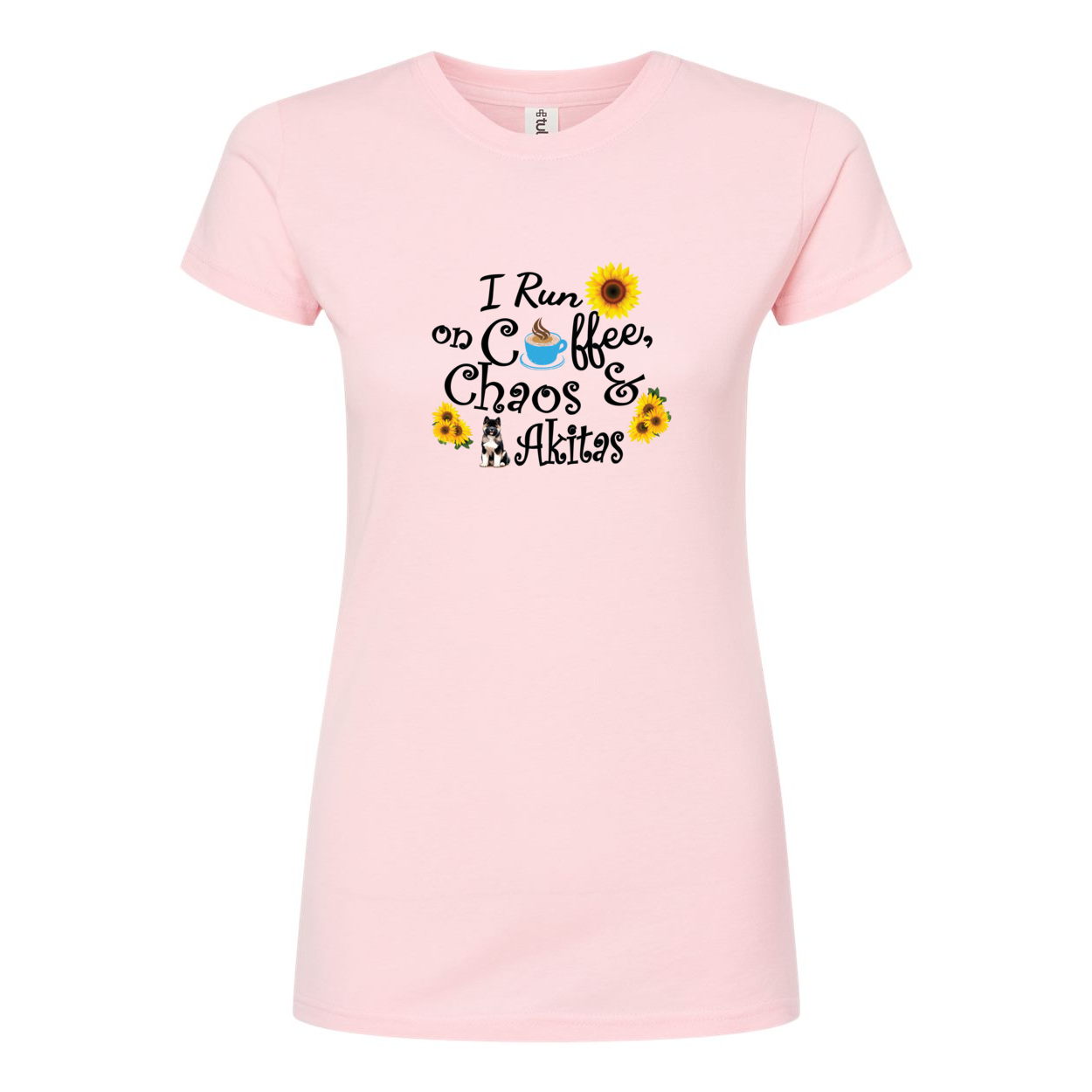 Chaos Akita Sunflower Women's Slim Fit Fine Jersey T-Shirt Black - WagALotBowWow