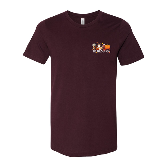 Tis The Season Working Fall Dog Breed Unisex SS Front/Back Print Blacks/Greys - WagALotBowWow