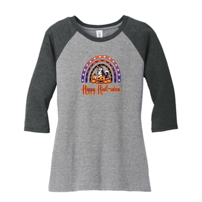 Siberian Husky Howl-oween DM136L District ® Women’s Perfect Tri ® 3/4-Sleeve Raglan - WagALotBowWow