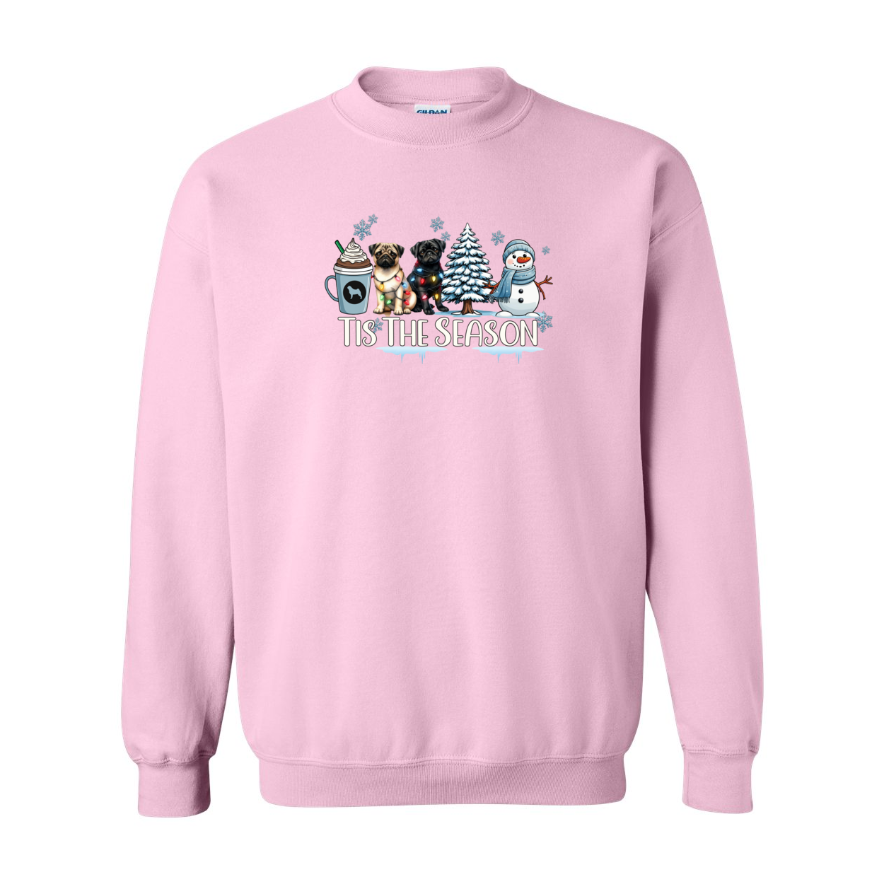 Pug Tis The Season Winter Heavy Blend Crewneck Sweatshirt - WagALotBowWow