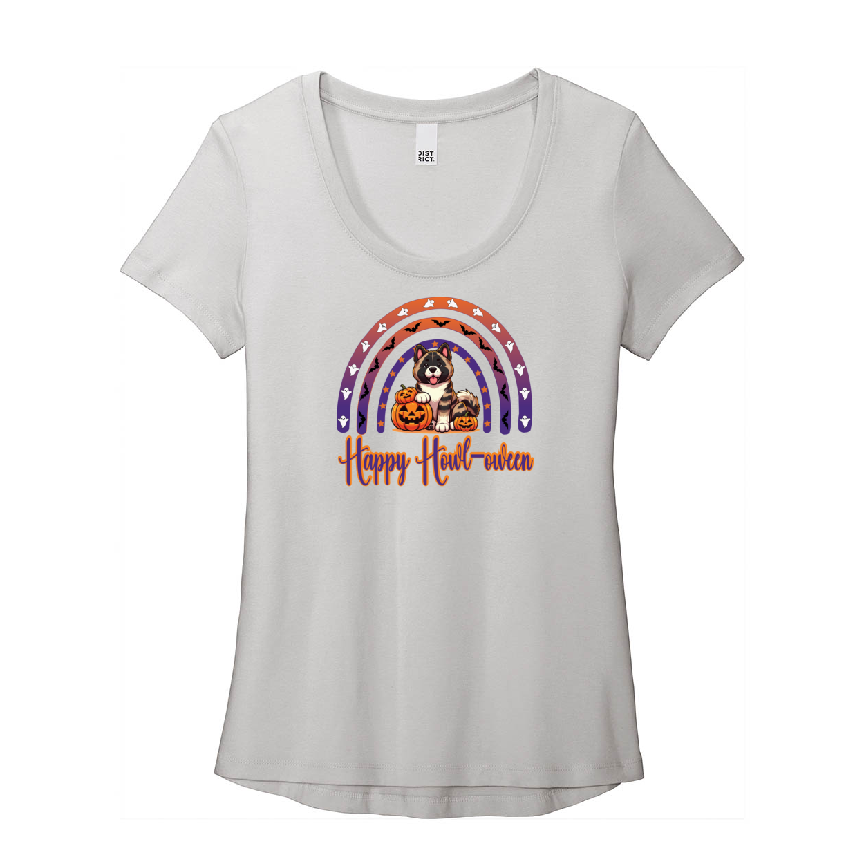 Akita Howl-oween Scoop Neck Tee - WagALotBowWow