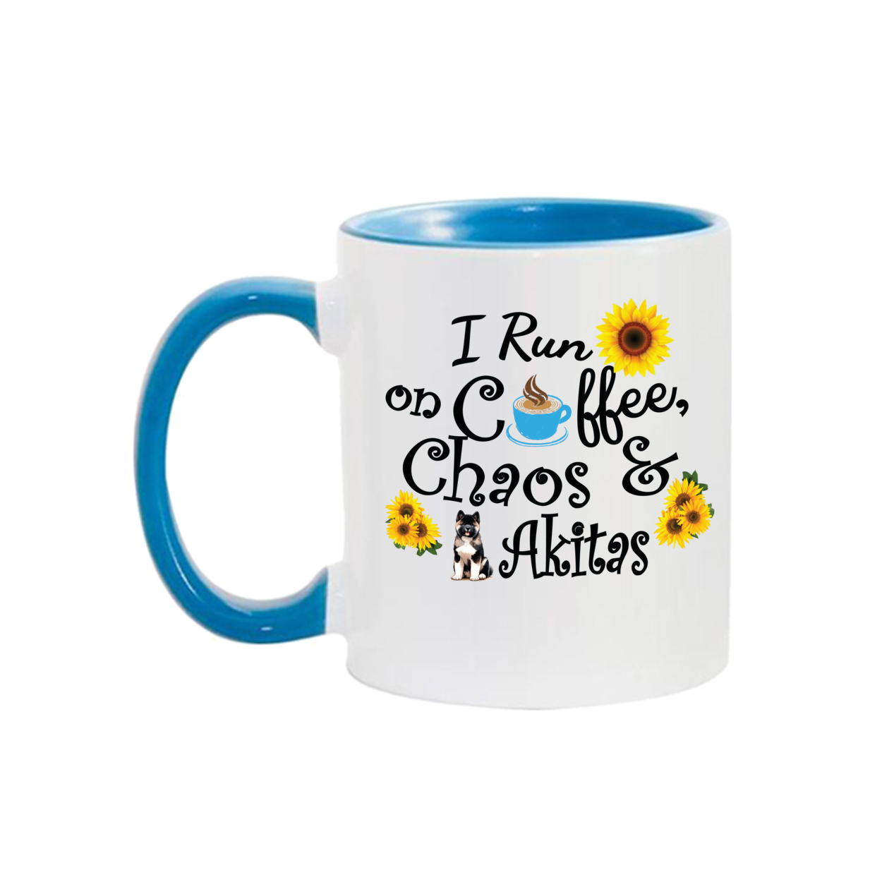 Chaos Akita Sunflower Mug 11oz - WagALotBowWow