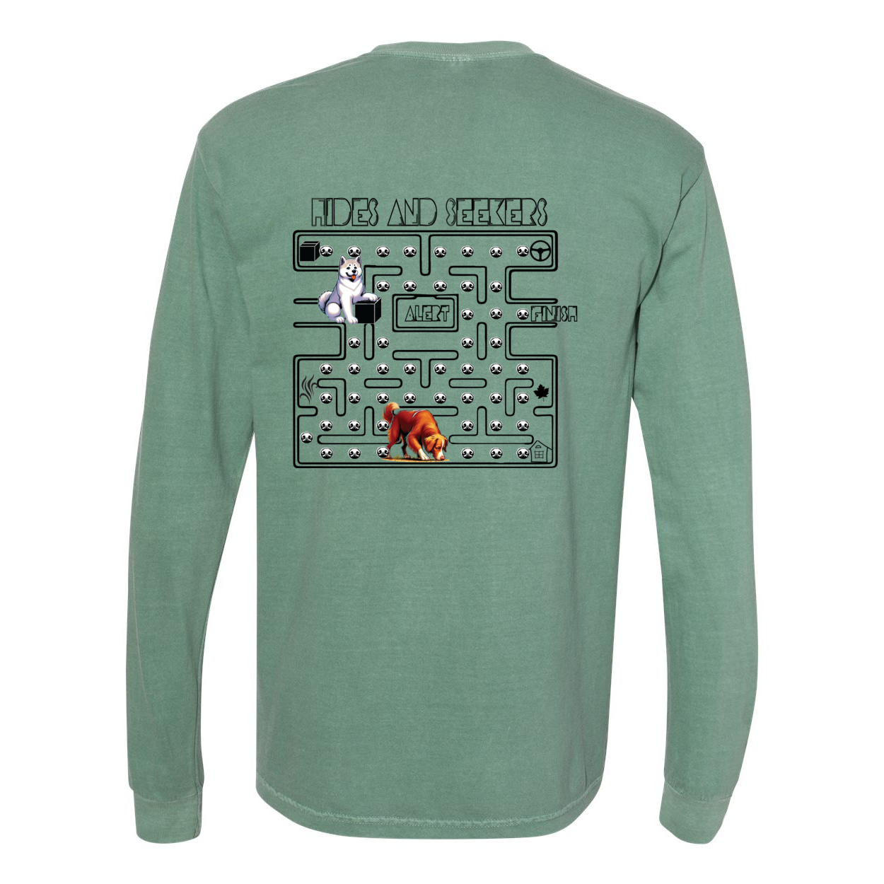 River Maze Scent Garment Dyed Heavyweight Ringspun Long Sleeve T-Shirt - WagALotBowWow