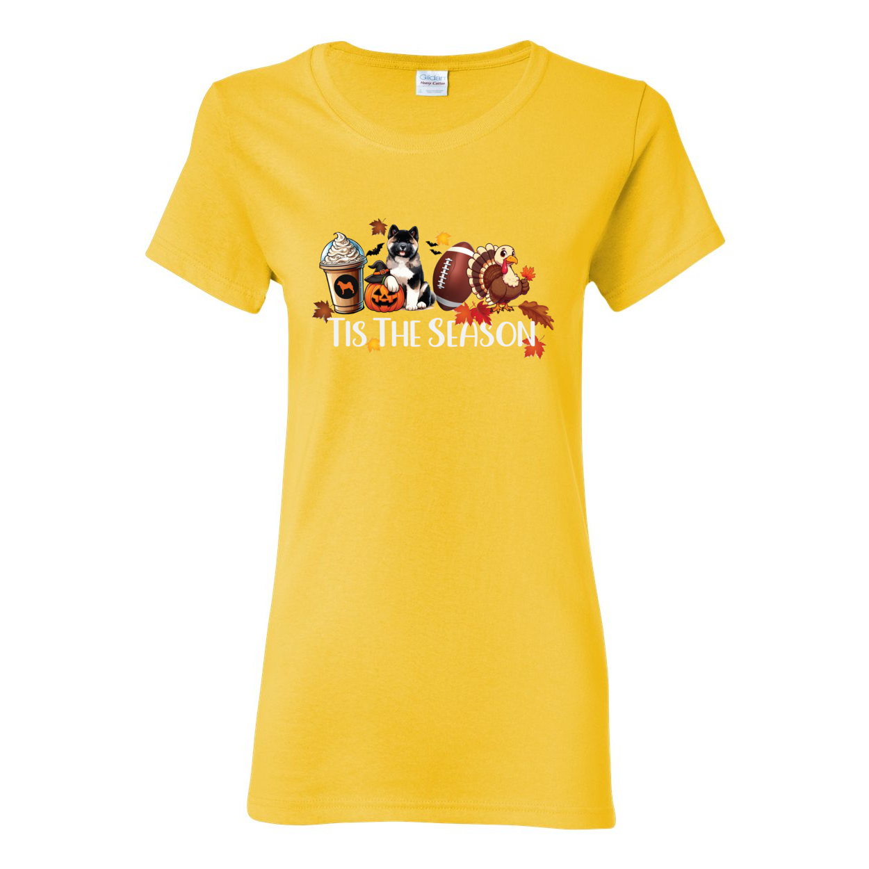 Tis The Season Akita Turkey Heavy Cotton Women's Short Sleeve T-Shirt - WagALotBowWow