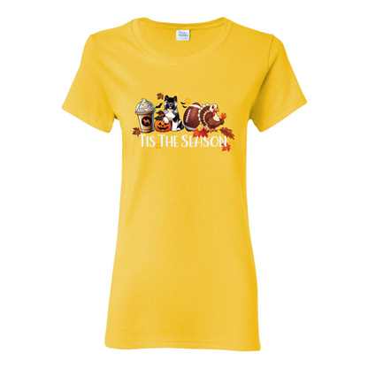Tis The Season Akita Turkey Heavy Cotton Women's Short Sleeve T-Shirt - WagALotBowWow