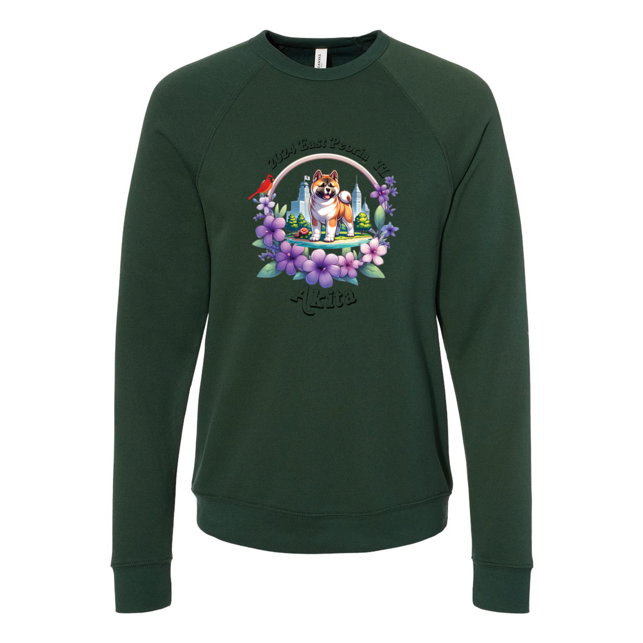 IL Akita Bella+Canvas Raglan Crewneck Sweatshirt Light Colors - WagALotBowWow