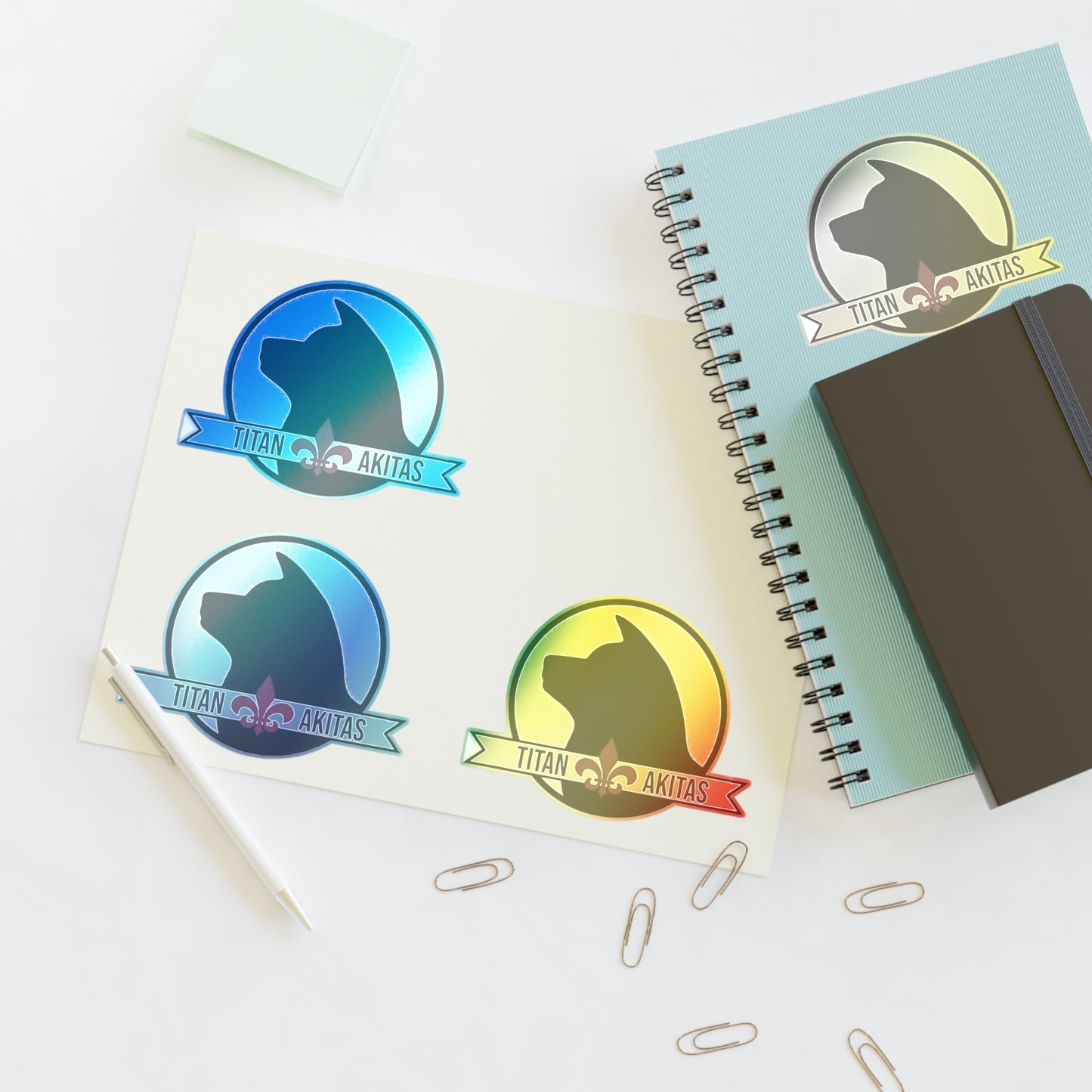 Titan Akitas Sticker Sheet — Dog Silhouette Decal Pack