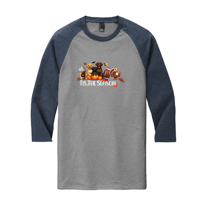 Labrador Tis The Season Fall DM136 District ® Perfect Tri ® 3/4-Sleeve Raglan - WagALotBowWow