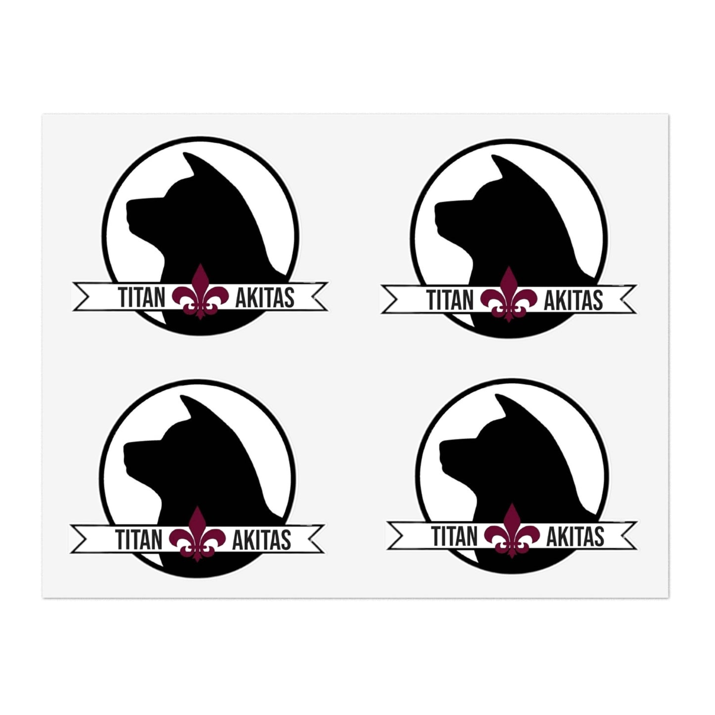 Titan Akitas Sticker Sheet — Dog Silhouette Decal Pack