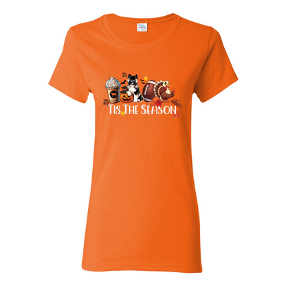 Tis The Season Akita Turkey Heavy Cotton Women's Short Sleeve T-Shirt - WagALotBowWow