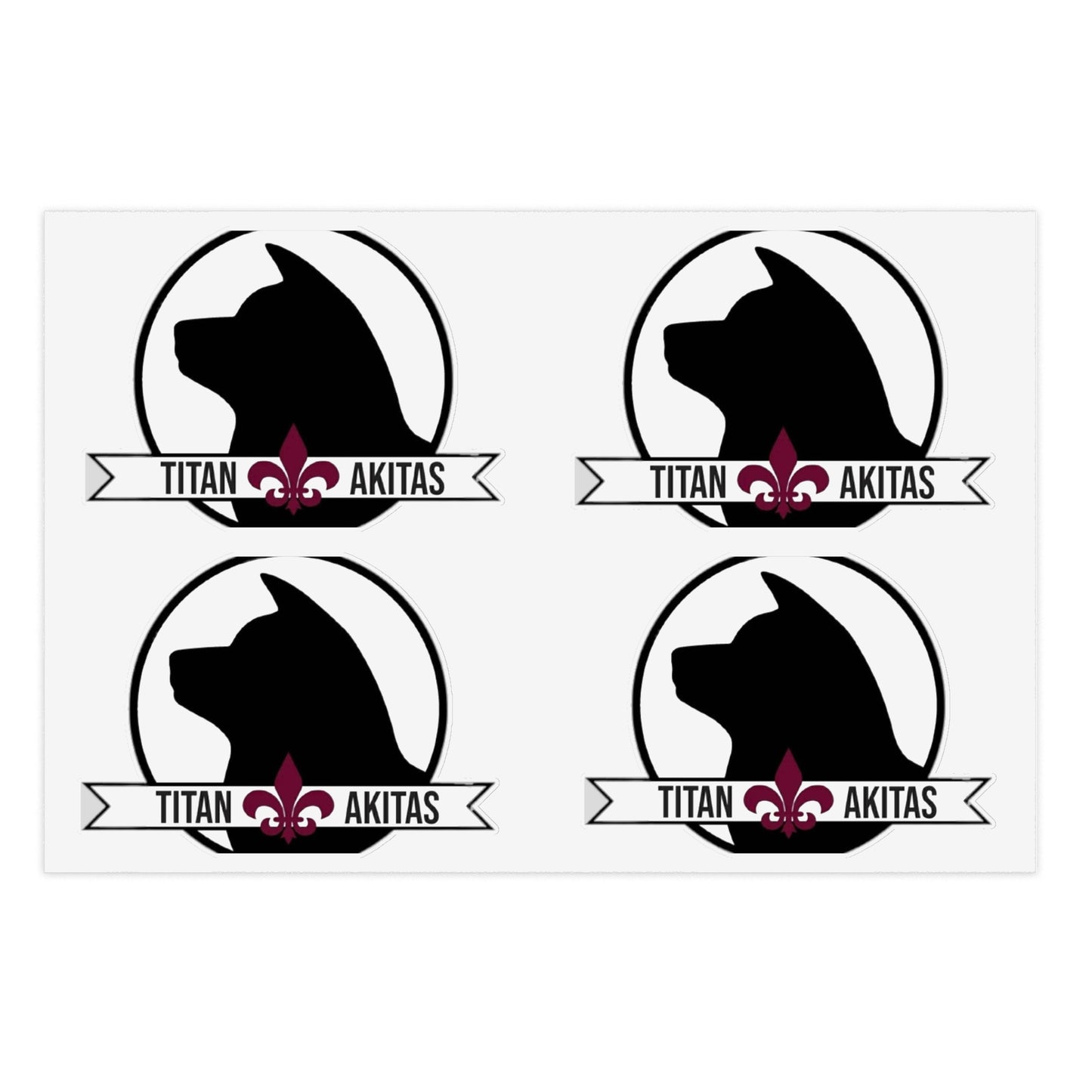 Titan Akitas Sticker Sheet — Dog Silhouette Decal Pack
