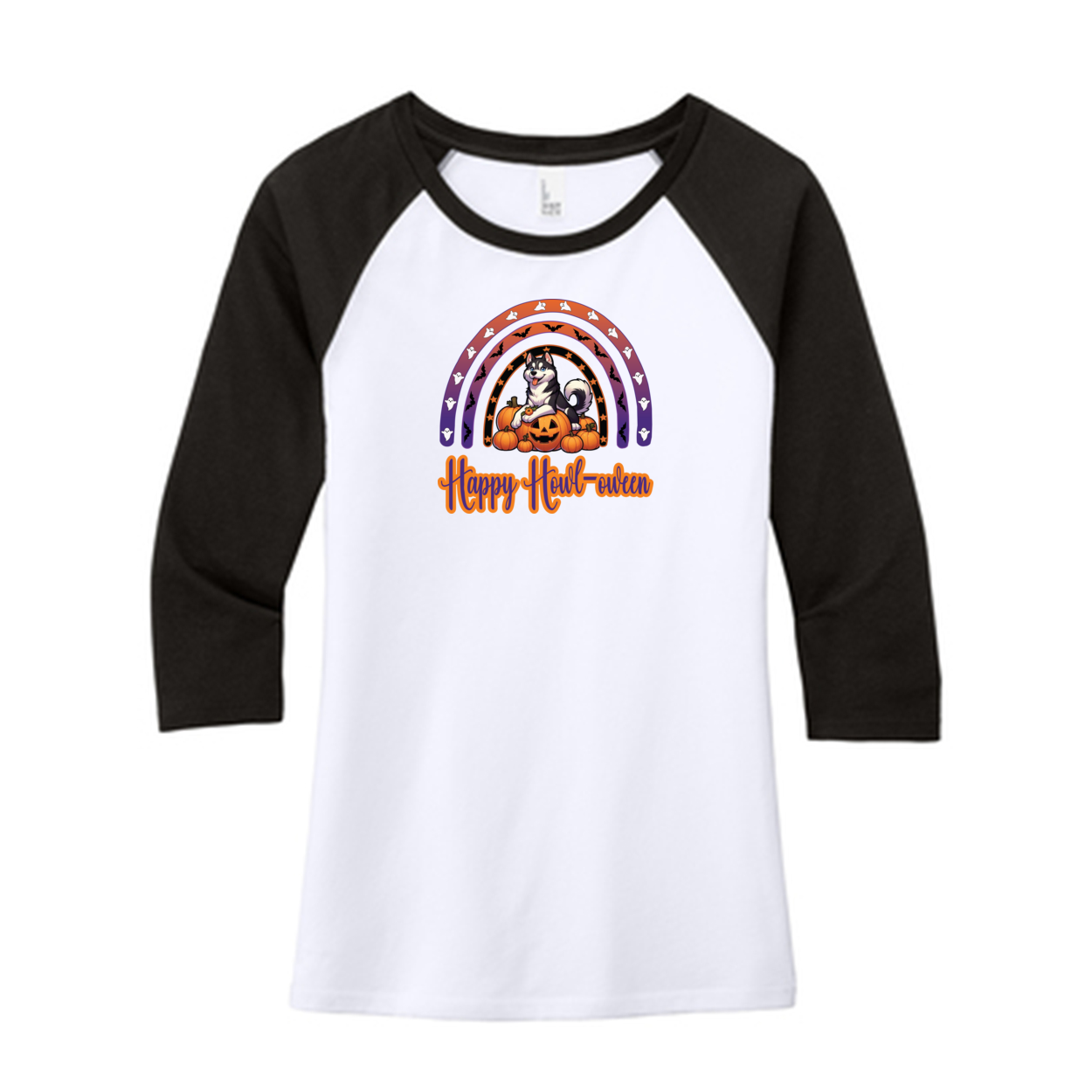 Siberian Husky Howl-oween DM136L District ® Women’s Perfect Tri ® 3/4-Sleeve Raglan - WagALotBowWow