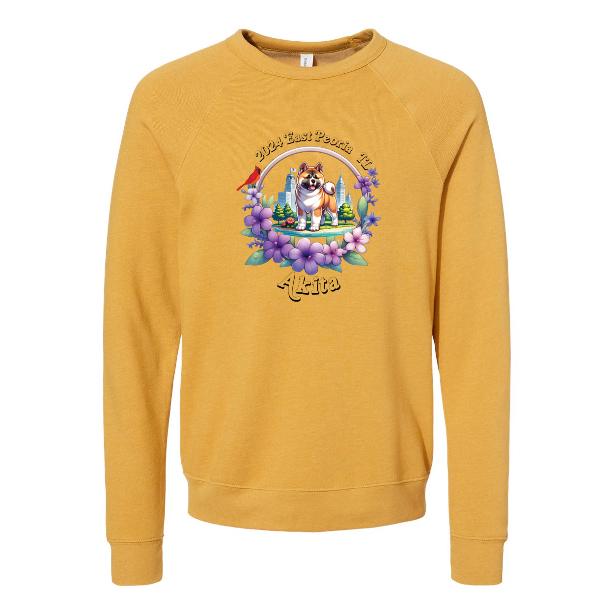 IL Akita Bella+Canvas Raglan Crewneck Sweatshirt Light Colors - WagALotBowWow
