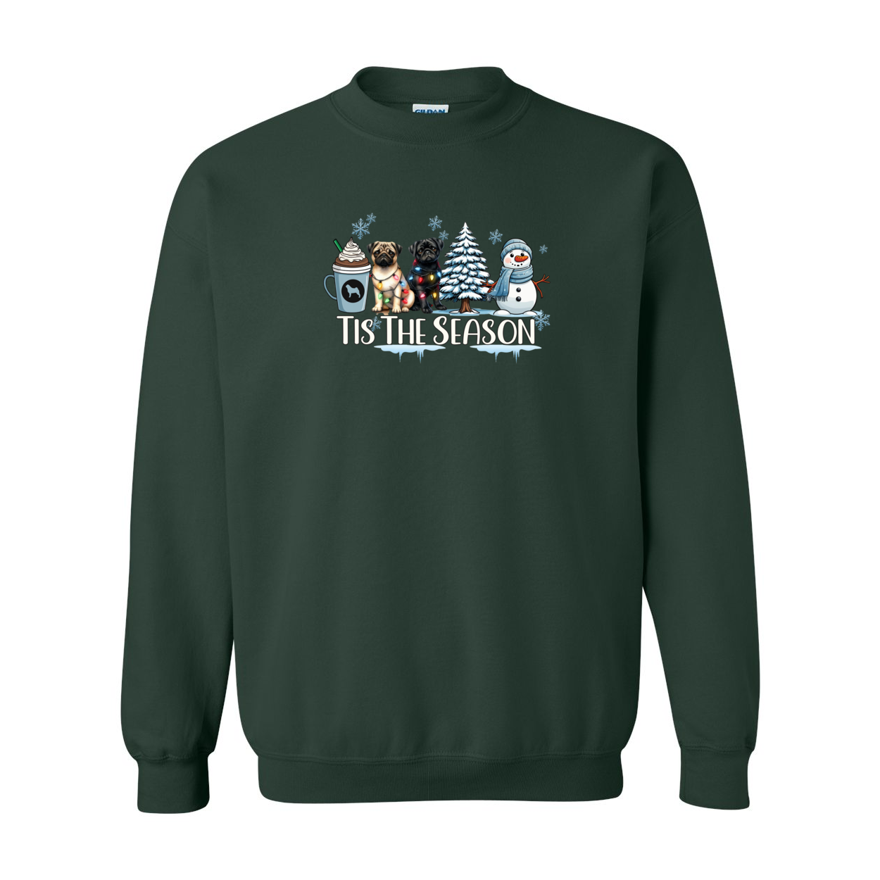 Pug Tis The Season Winter Heavy Blend Crewneck Sweatshirt - WagALotBowWow