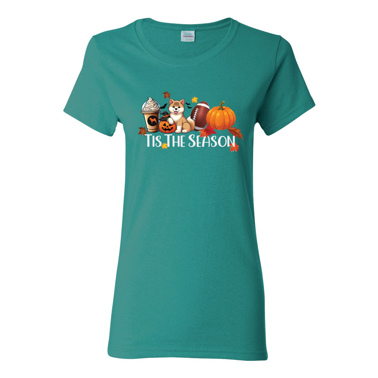 Tis The Season Akita Pumpkin Heavy Cotton Women's Short Sleeve T-Shirt - WagALotBowWow