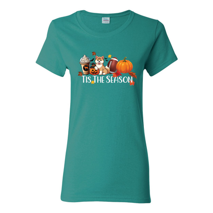 Tis The Season Akita Pumpkin Heavy Cotton Women's Short Sleeve T-Shirt - WagALotBowWow