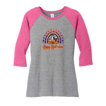 Siberian Husky Howl-oween DM136L District ® Women’s Perfect Tri ® 3/4-Sleeve Raglan - WagALotBowWow