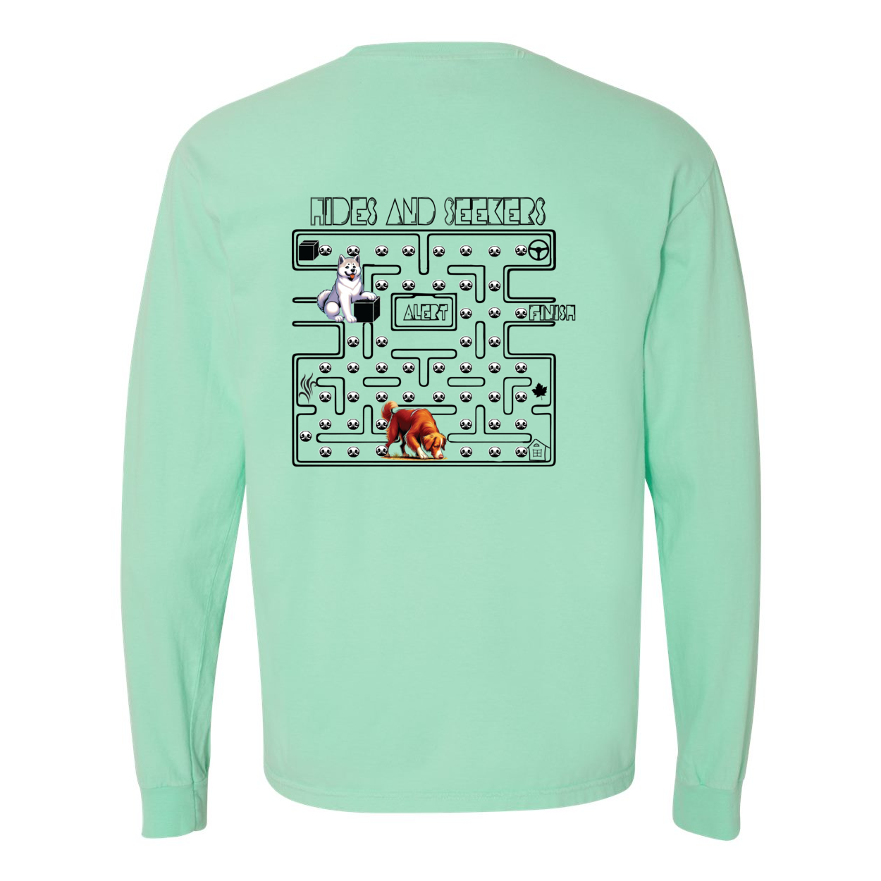 River Maze Scent Garment Dyed Heavyweight Ringspun Long Sleeve T-Shirt - WagALotBowWow