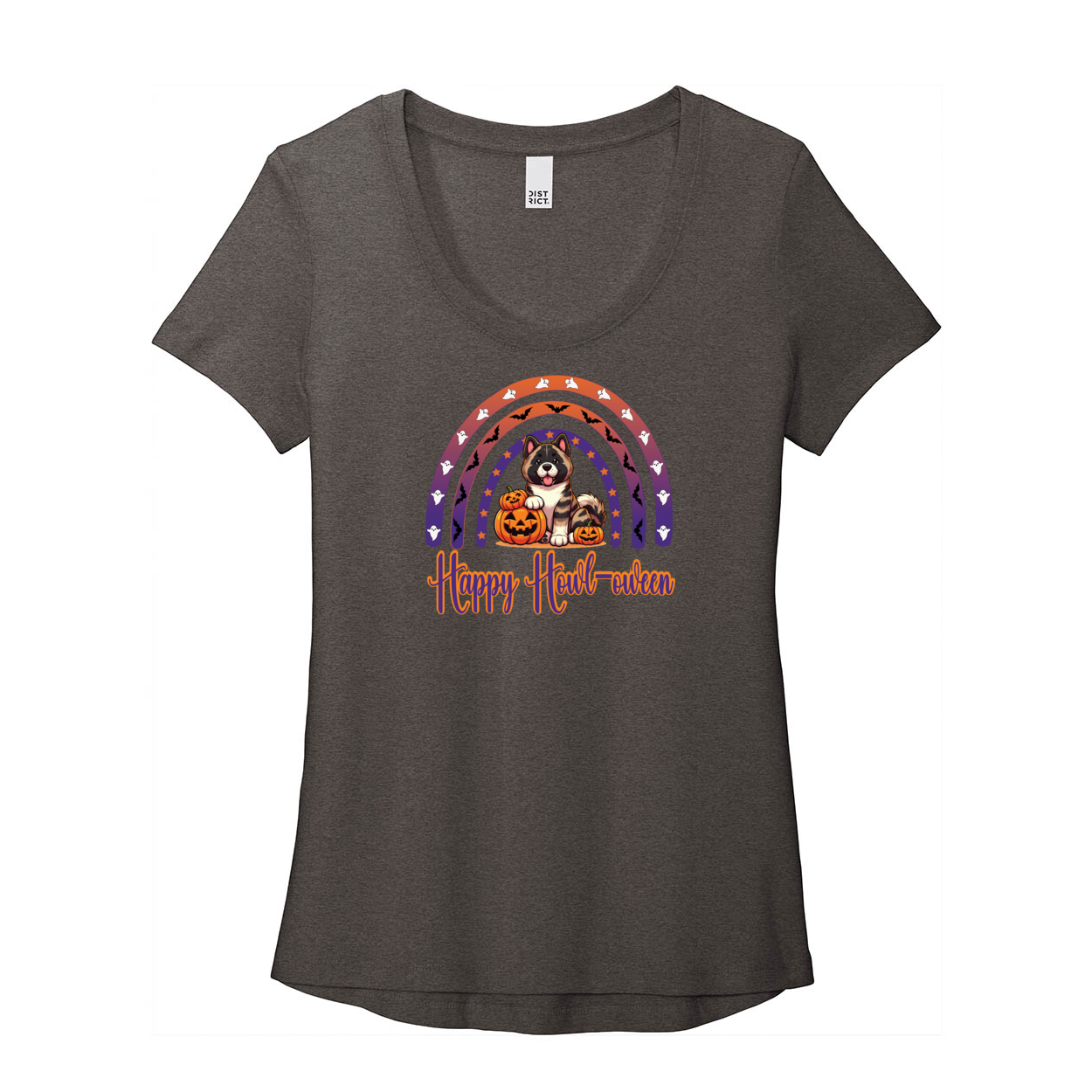 Akita Howl-oween Scoop Neck Tee - WagALotBowWow