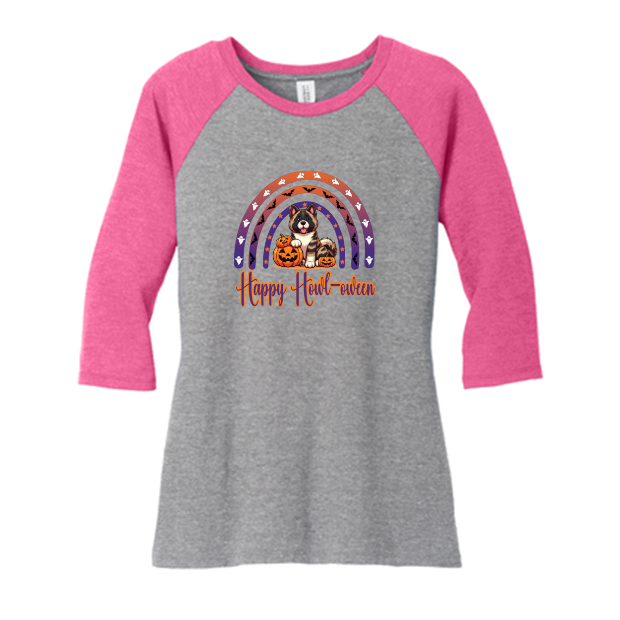 Akita Happy Howl-ween 3/4 Raglan Sleeve - WagALotBowWow