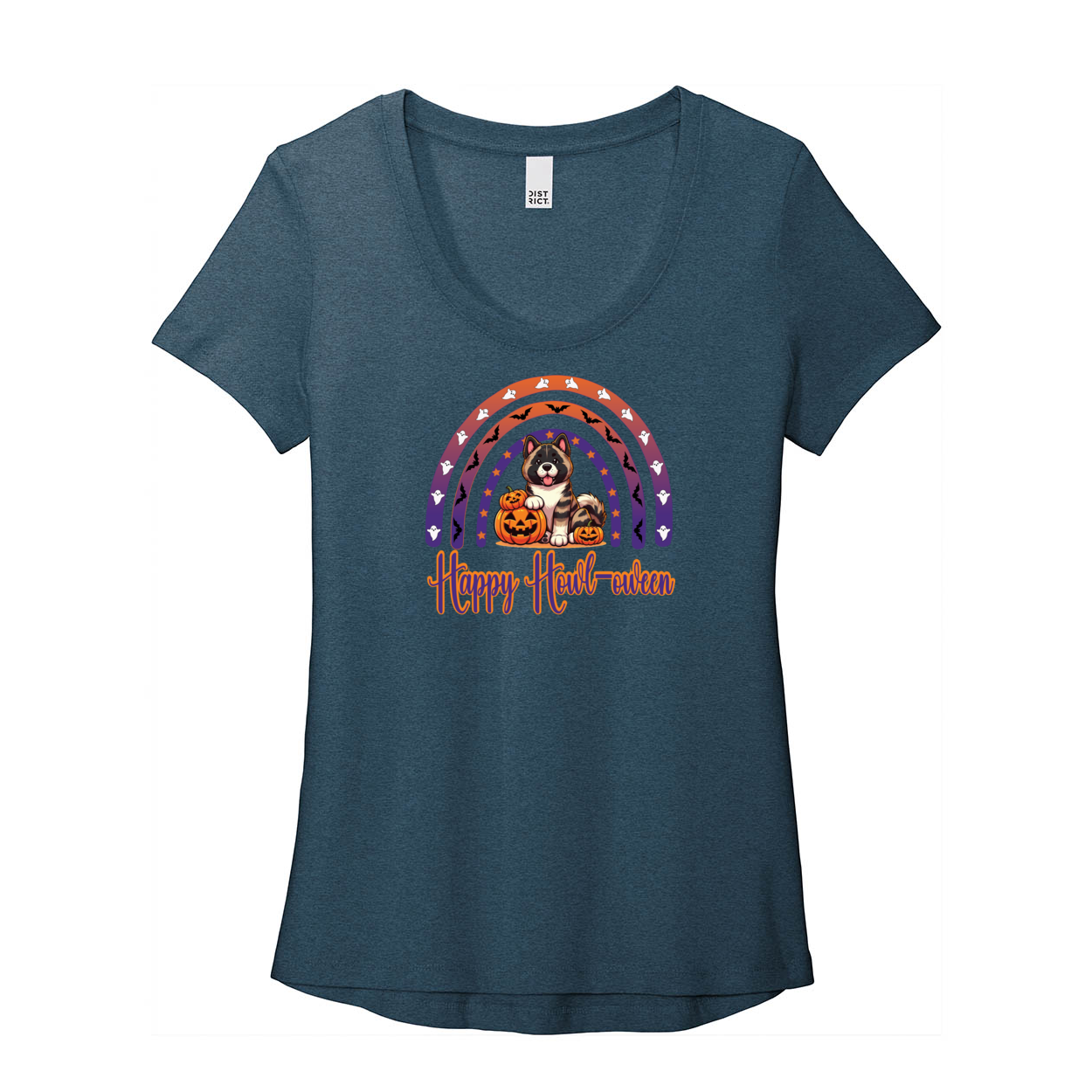 Akita Howl-oween Scoop Neck Tee - WagALotBowWow