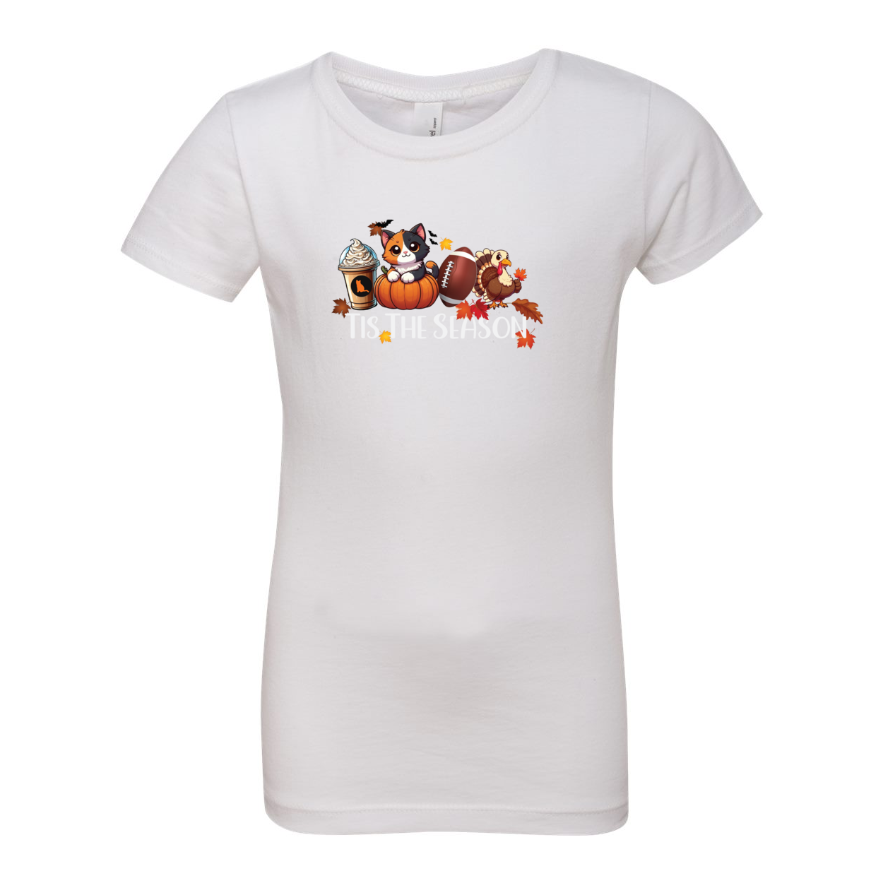 Calico Cat Tis The Season Fall Girls' The Princess Tee - WagALotBowWow
