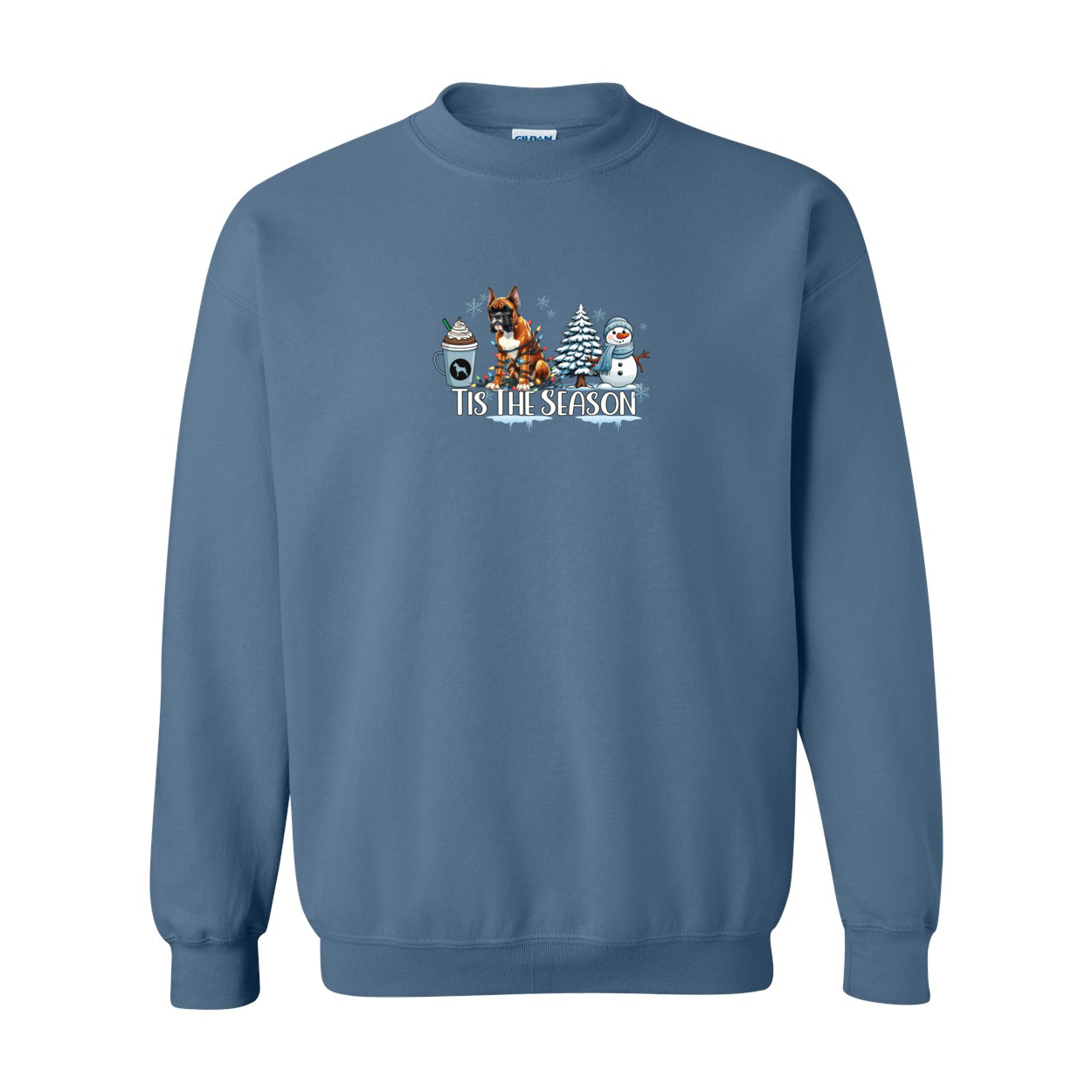 Boxer Tis The Season Winter Heavy Blend Crewneck Sweatshirt - WagALotBowWow