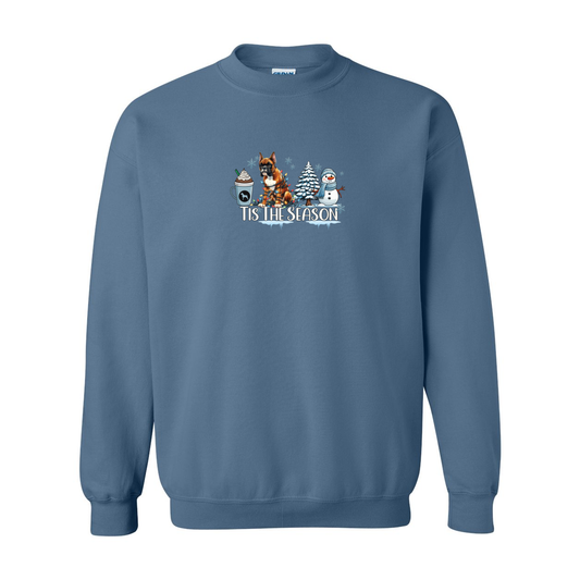 Boxer Tis The Season Winter Heavy Blend Crewneck Sweatshirt - WagALotBowWow