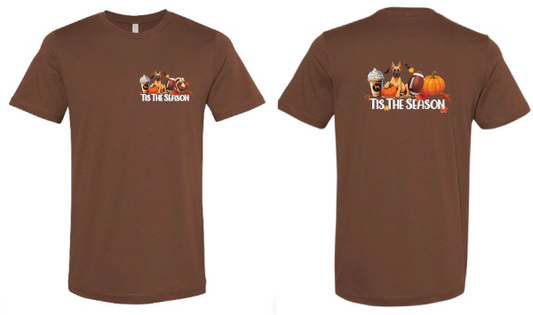 Fall Tis The Season Working Dog Breed Unisex SS Front/Back Print Browns/Yellows - WagALotBowWow