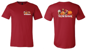Fall Tis The Season Working Dog Breed Unisex SS Front/Back Print Reds/Oranges - WagALotBowWow