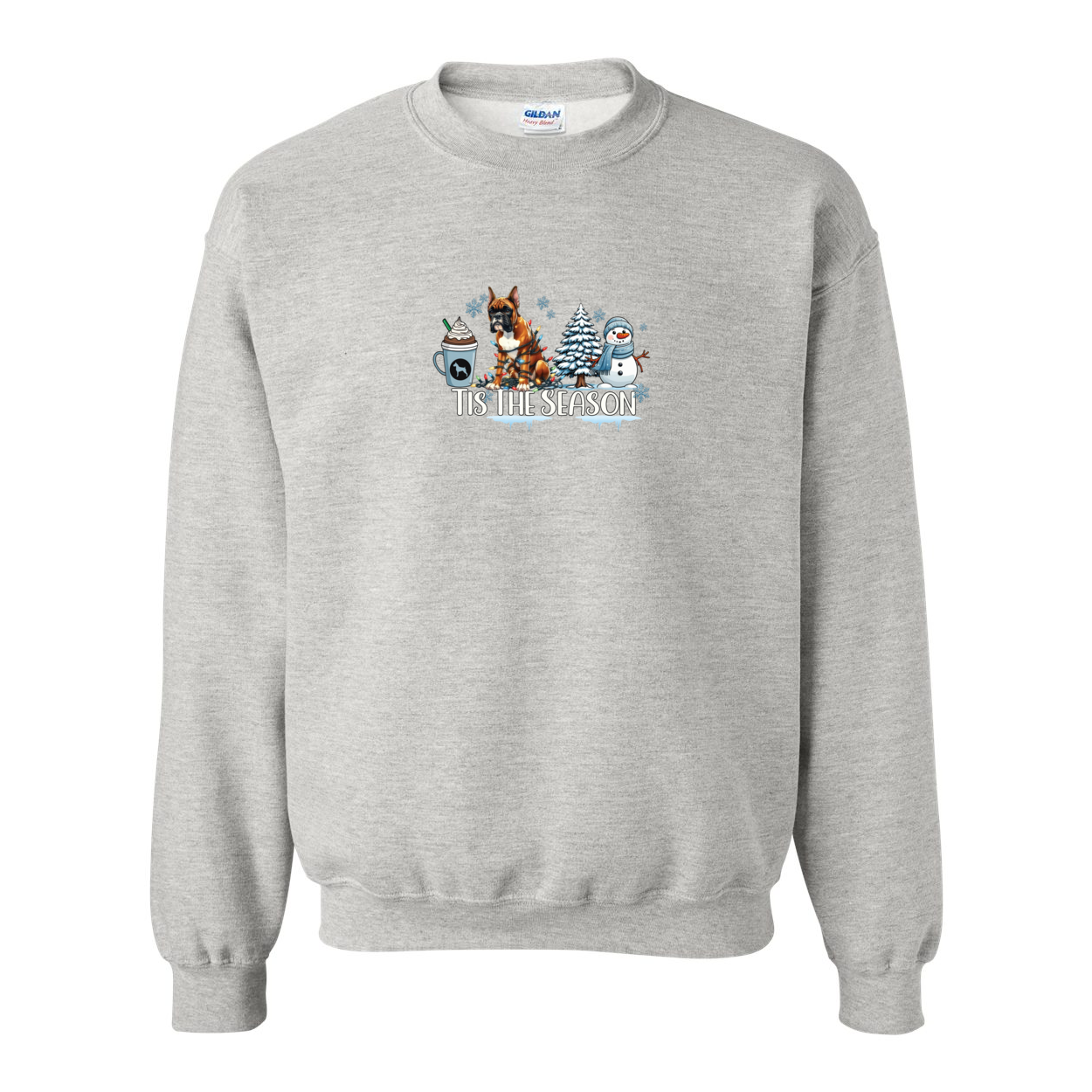 Boxer Tis The Season Winter Heavy Blend Crewneck Sweatshirt - WagALotBowWow
