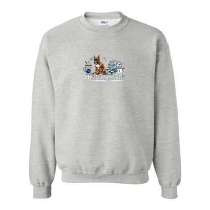 Boxer Tis The Season Winter Heavy Blend Crewneck Sweatshirt - WagALotBowWow