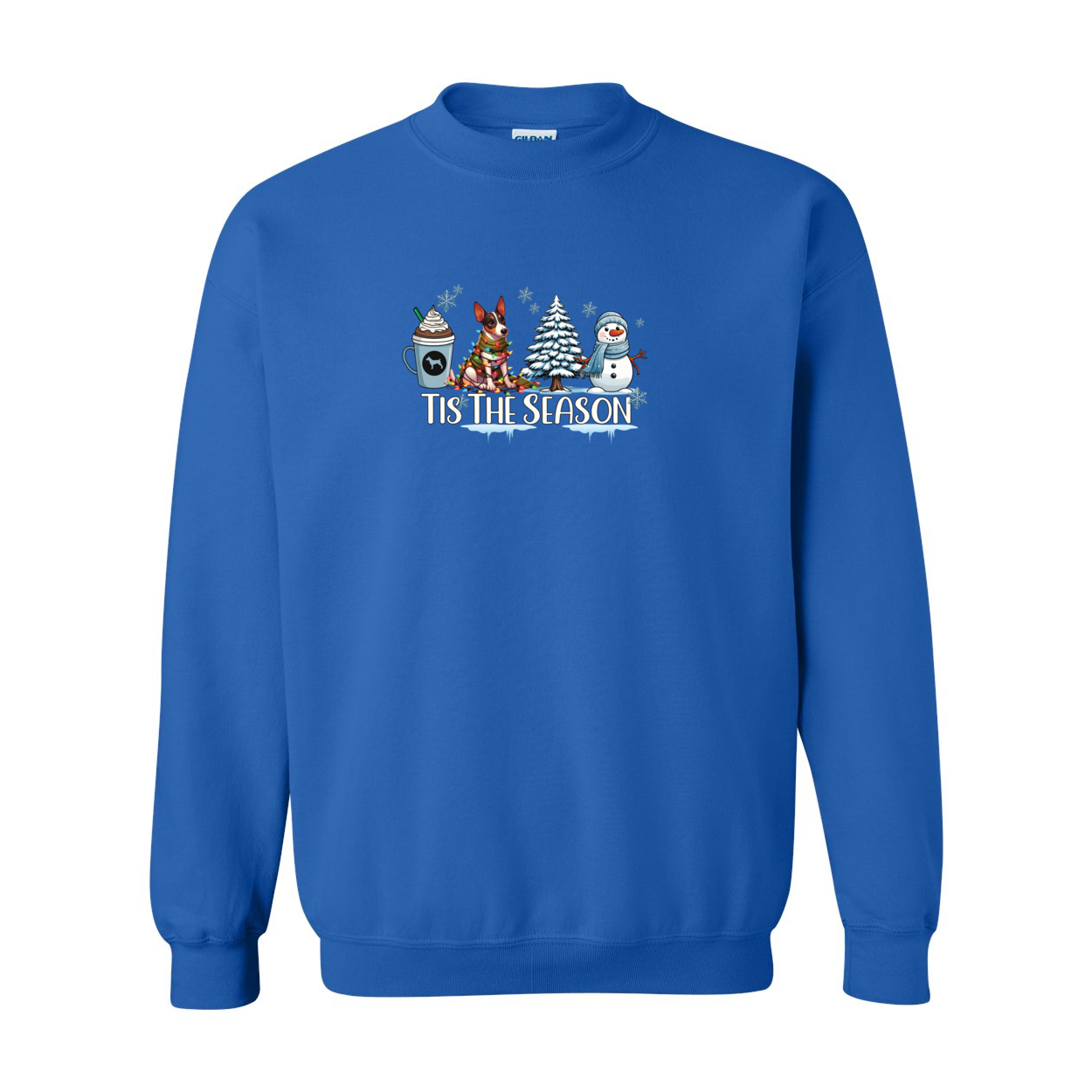 Rat Terrier Tis The Season Winter Heavy Blend Crewneck Sweatshirt - WagALotBowWow