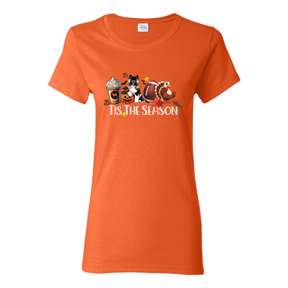 Tis The Season Akita Turkey Heavy Cotton Women's Short Sleeve T-Shirt - WagALotBowWow