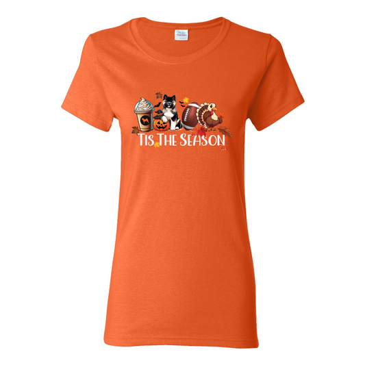 Tis The Season Akita Turkey Heavy Cotton Women's Short Sleeve T-Shirt - WagALotBowWow