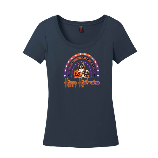Akita Happy Howl-ween Scoop Neck Tee - WagALotBowWow