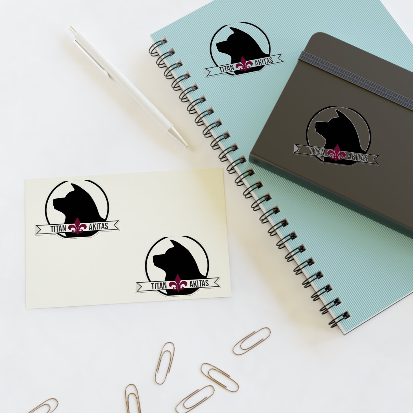 Titan Akitas Sticker Sheet — Dog Silhouette Decal Pack