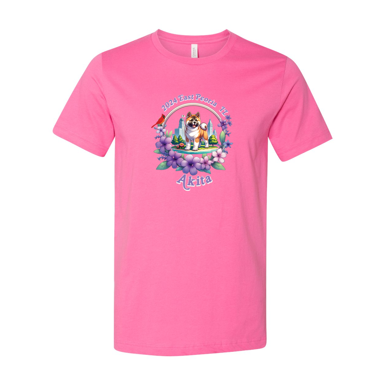 IL Akita Purple letters SS T-Shirt Front Only - WagALotBowWow