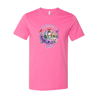 IL Akita Purple letters SS T-Shirt Front Only - WagALotBowWow