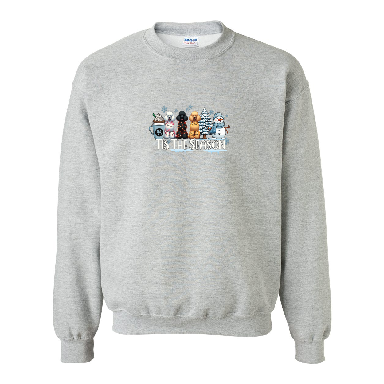 Poodle Tis The Season Winter Heavy Blend Crewneck Sweatshirt - WagALotBowWow