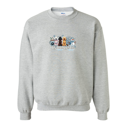 Poodle Tis The Season Winter Heavy Blend Crewneck Sweatshirt - WagALotBowWow