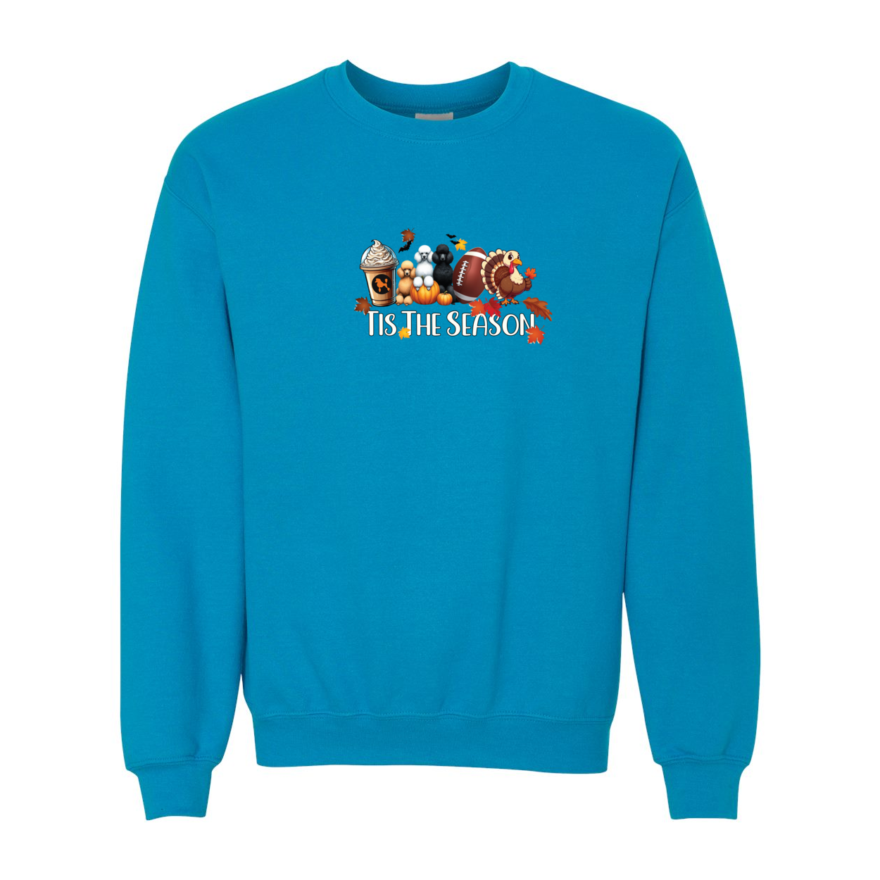 Poodle Tis The Season Fall Heavy Blend Crewneck Sweatshirt - WagALotBowWow