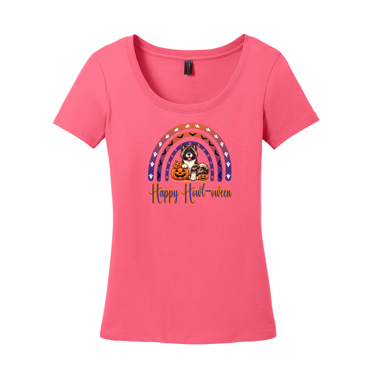 Akita Happy Howl-ween Scoop Neck Tee - WagALotBowWow