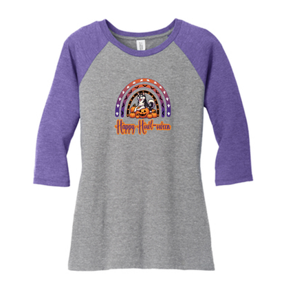 Siberian Husky Howl-oween DM136L District ® Women’s Perfect Tri ® 3/4-Sleeve Raglan - WagALotBowWow