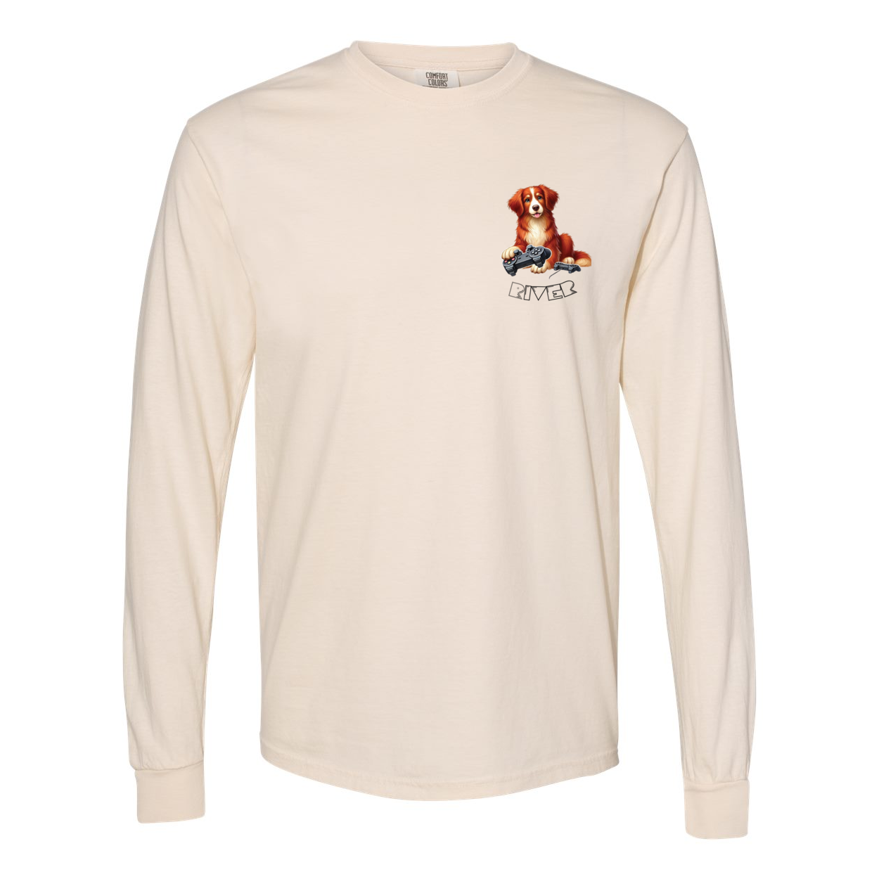 River Maze Scent Garment Dyed Heavyweight Ringspun Long Sleeve T-Shirt - WagALotBowWow