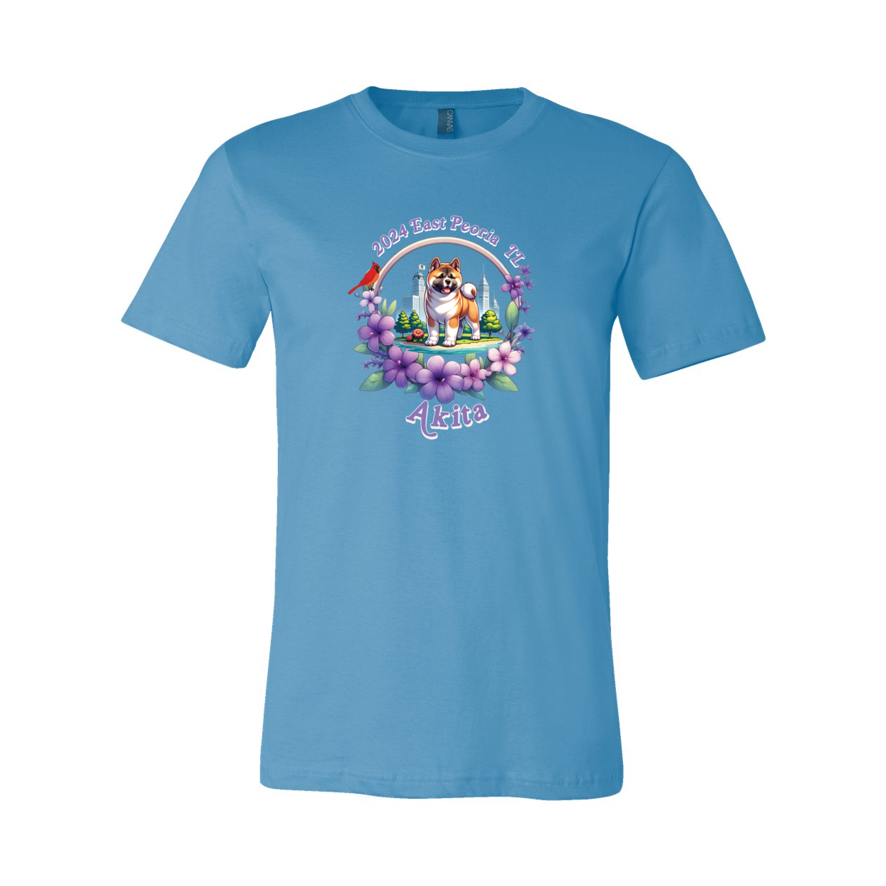 IL Akita Purple letters SS T-Shirt Front Only - WagALotBowWow