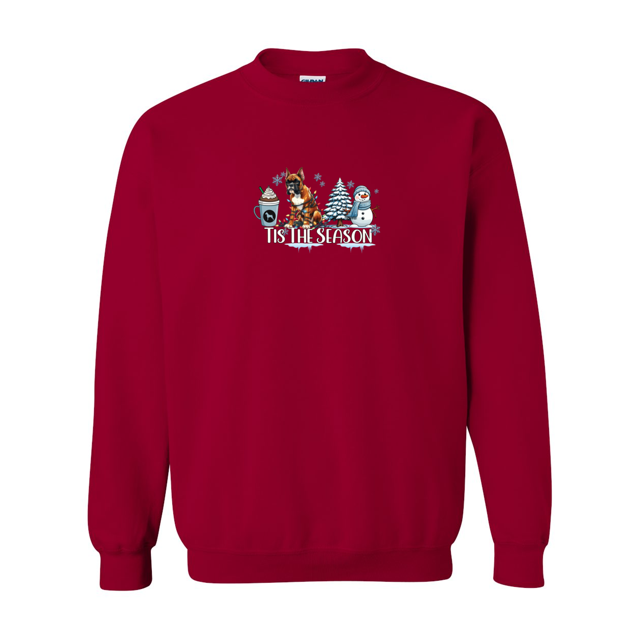 Boxer Tis The Season Winter Heavy Blend Crewneck Sweatshirt - WagALotBowWow